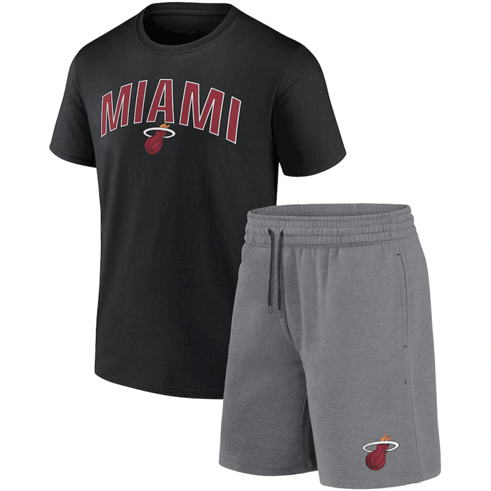 Men's Miami Heat Black/Heather Gray Arch T-Shirt & Shorts Combo Set